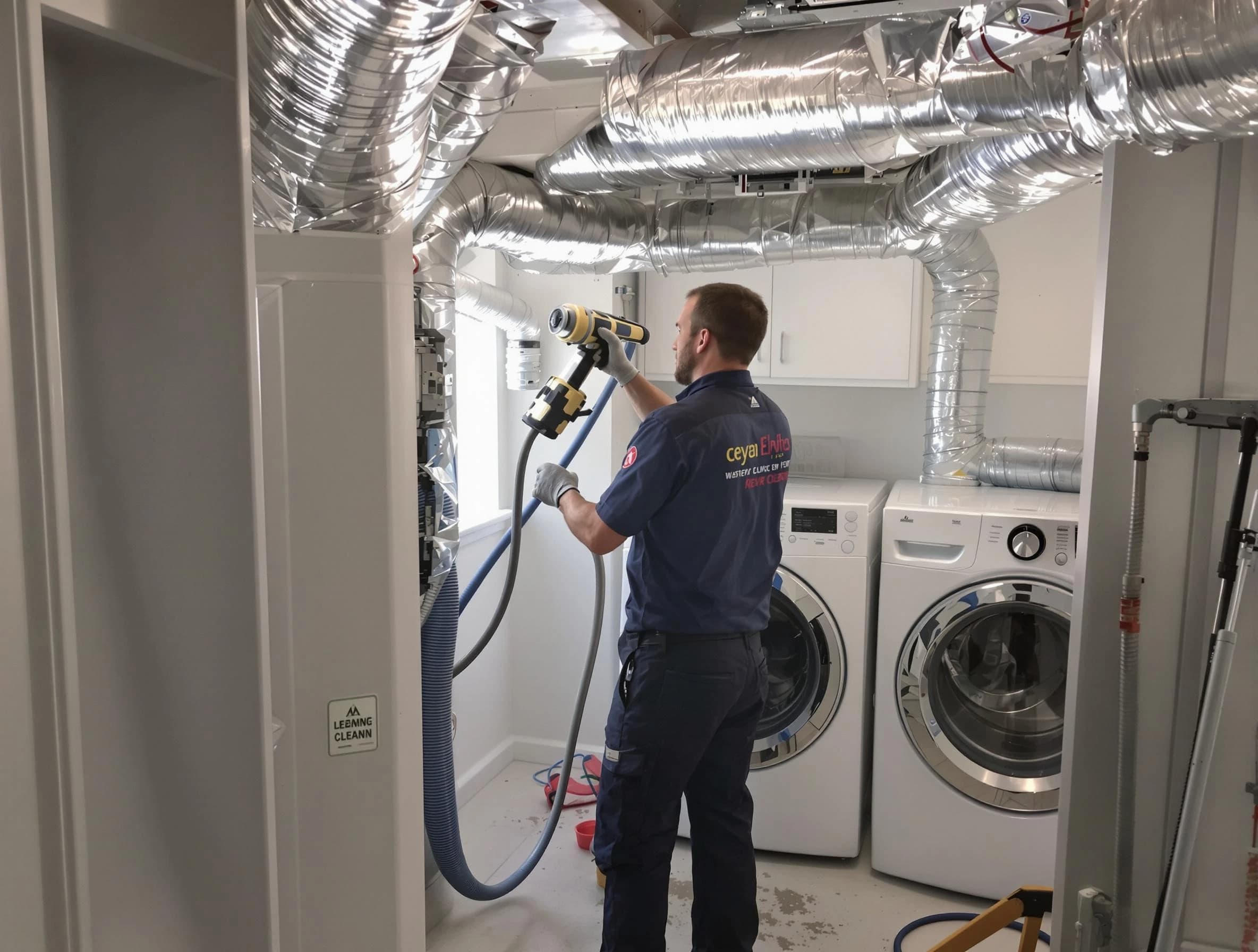 Lakewood Dryer Vent Cleaning specialist using advanced equipment for thorough duct cleaning in Lakewood